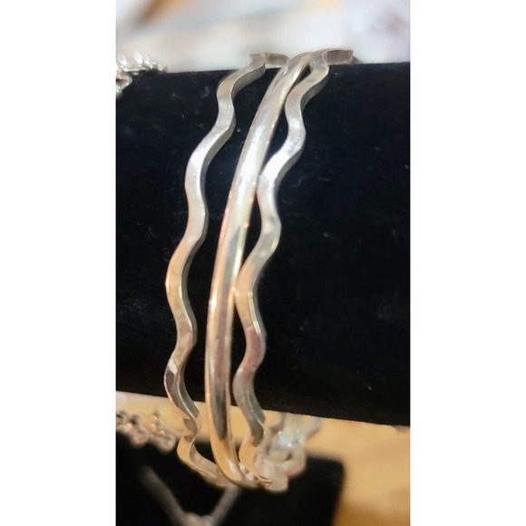 Vintage Taxco Mexico Sterling Silver  3-piece Bangle Bracelet, signed TA-141. - Picture 16 of 16